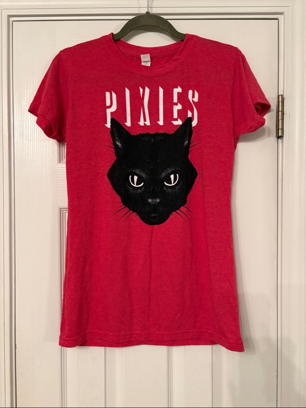Pixies Red T-Shirt with Black Cat Graphic